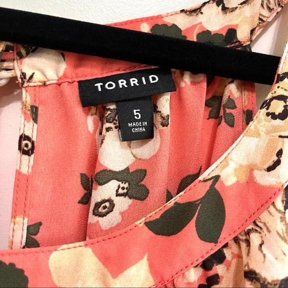 LIKE NEW! Torrid coral floral hi-lo georgette tank top 5X - Picture 5 of 11